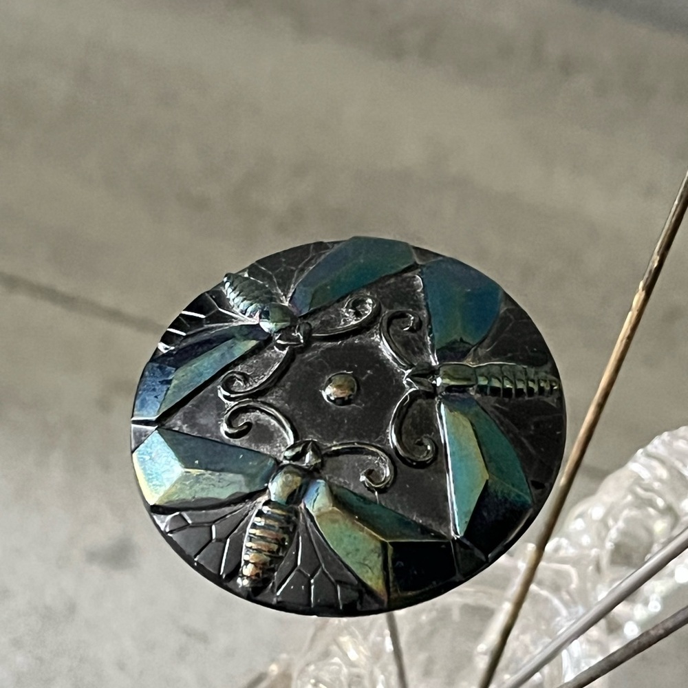 Antique “Dragonflies” Carnival Glass Victorian Hatpin